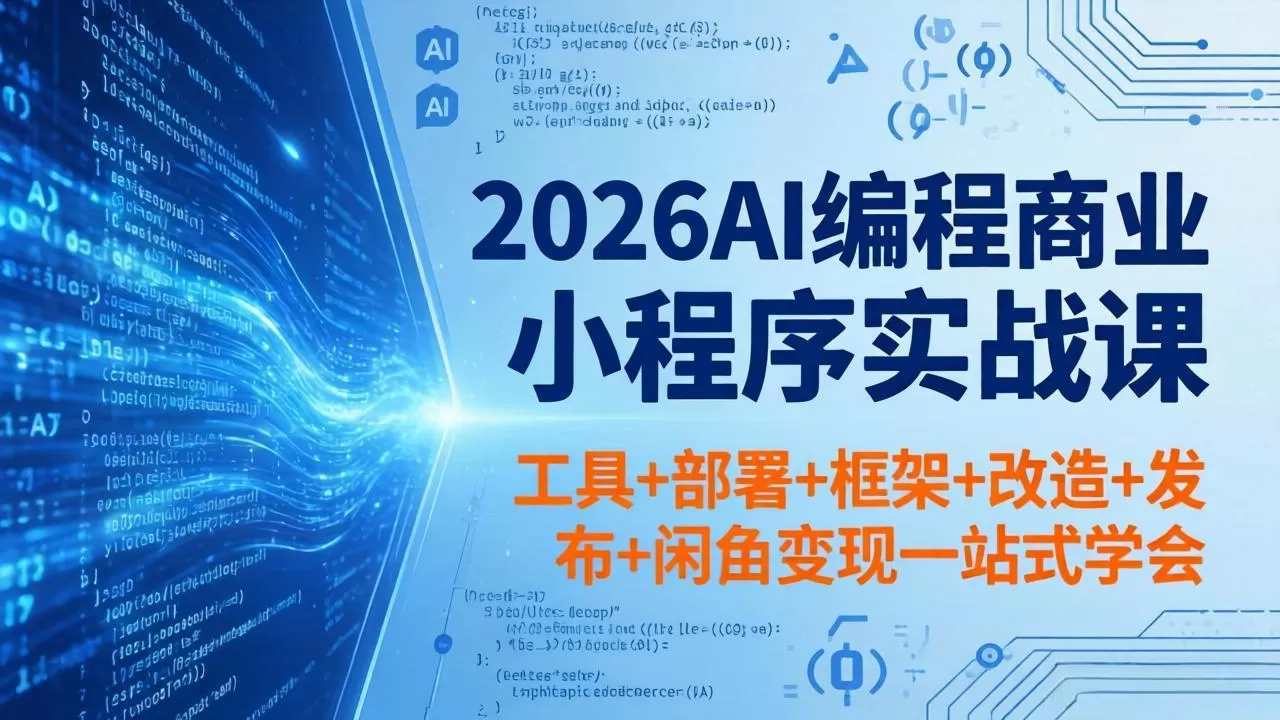 2026AI编程商业小程序实战课，工具+部署+框架+改造+发布+闲鱼变现一站式学会网创资源-中创网-冒泡网-福缘网长青创习社
