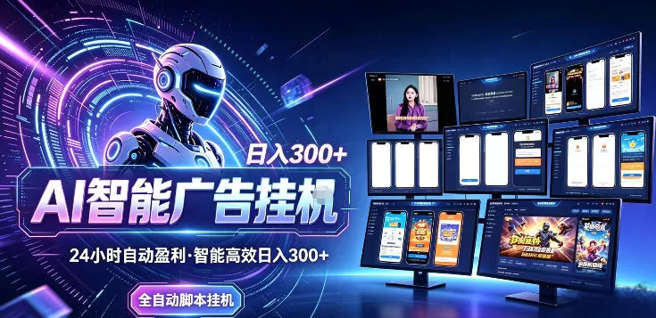 Ai智能广告挂G,别再瞎折腾了!这个全自动运行项目,新手当天见收益,告别频繁换项目的烦恼【揭秘】网创资源-中创网-冒泡网-福缘网长青创习社