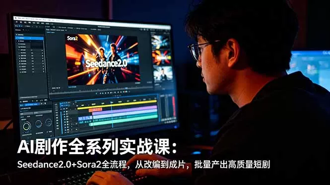 AI剧作全系列实战课:Seedance2.0+Sora2全流程,从改编到成片,批量产出高质量短剧网创资源-中创网-冒泡网-福缘网长青创习社