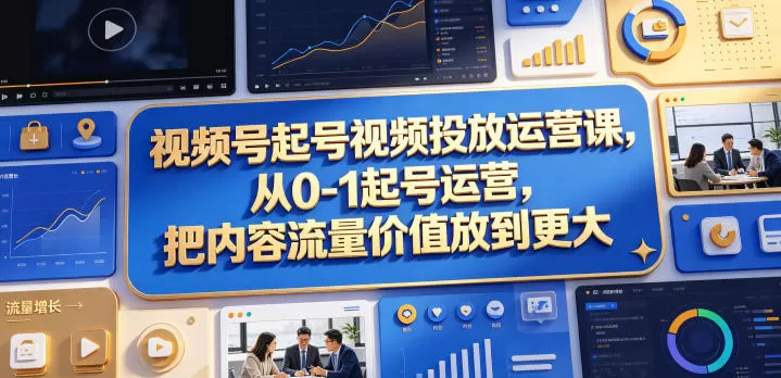 视频号起号视频投放运营课,从0-1起号运营,把内容流量价值放到更大网创资源-中创网-冒泡网-福缘网长青创习社