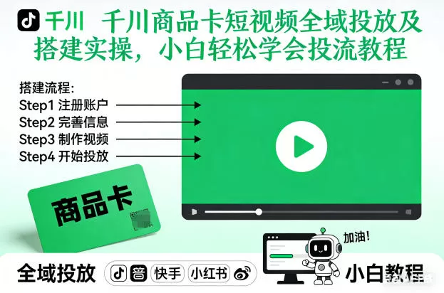 千川商品卡短视频全域投放及搭建实操，小白轻松学会投流教程(更新26年4月)网创资源-中创网-冒泡网-福缘网长青创习社