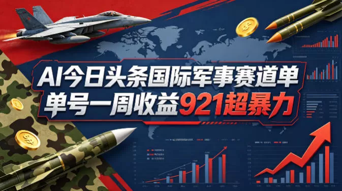 AI今日头条国际军事赛道，单号一周收益921，超暴力网创资源-中创网-冒泡网-福缘网长青创习社