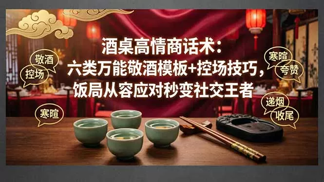 付费文章：酒桌高情商话术：六类万能敬酒模板+控场技巧，饭局从容应对秒变社交王者网创资源-中创网-冒泡网-福缘网长青创习社