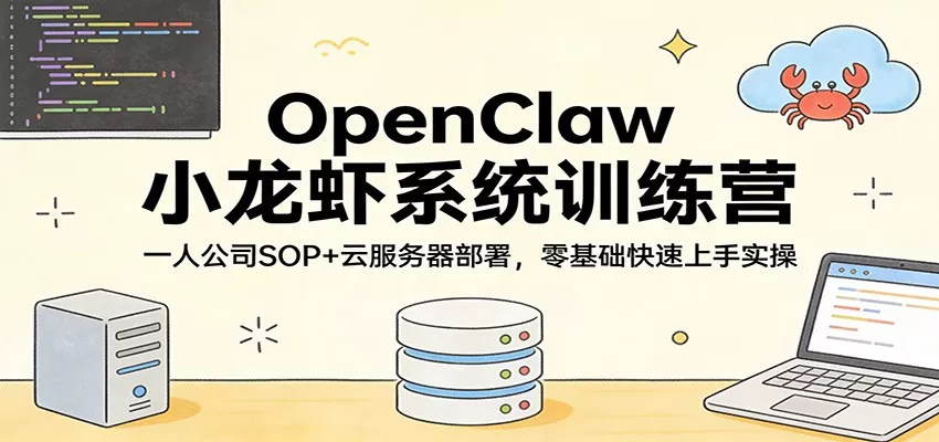 OpenClaw小龙虾系统训练营：一人公司SOP，云服务器部署，零基础快速上手实操网创资源-中创网-冒泡网-福缘网长青创习社