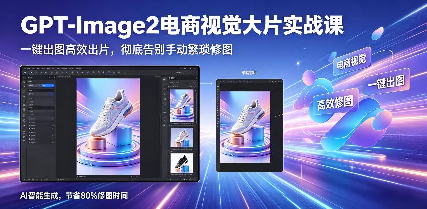GPT-Image2电商视觉大片实战课，一键出图高效出片，彻底告别手动繁琐修图网创资源-中创网-冒泡网-福缘网长青创习社