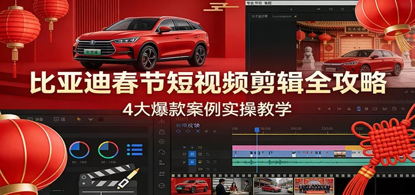 比亚迪春节短视频剪辑全攻略，4大爆款案例实操教学网创资源-中创网-冒泡网-福缘网长青创习社