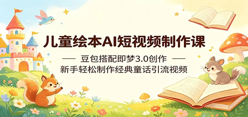 儿童绘本AI短视频制作课：豆包搭配即梦3.0创作，新手轻松制作经典童话引流视频网创资源-中创网-冒泡网-福缘网长青创习社