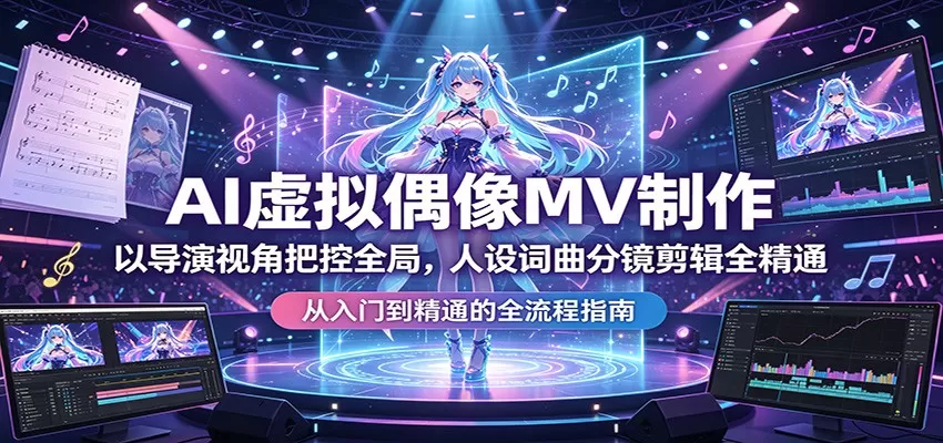 AI虚拟偶像MV制作：以导演视角把控全局，人设词曲分镜剪辑全精通网创资源-中创网-冒泡网-福缘网长青创习社
