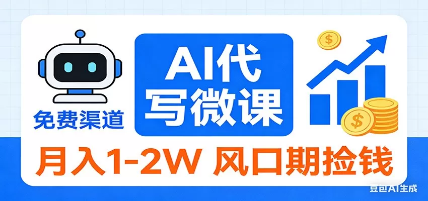 2026告别打工！AI 代写微课，提供免费渠道，月入 1-2W 风口期捡钱网创资源-中创网-冒泡网-福缘网长青创习社