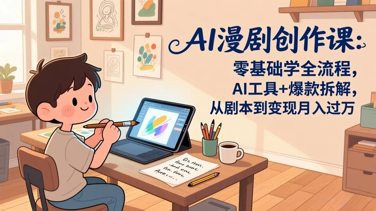 AI漫剧创作课：零基础学全流程，AI工具+爆款拆解，从剧本到变现月入过万网创资源-中创网-冒泡网-福缘网长青创习社