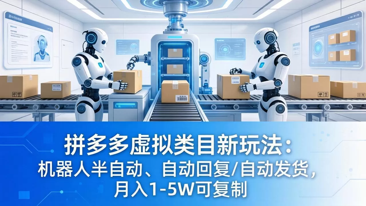 拼多多虚拟类目新玩法：机器人半自动、自动回复 /自动发货，月入 1-5W 可复制网创资源-中创网-冒泡网-福缘网长青创习社