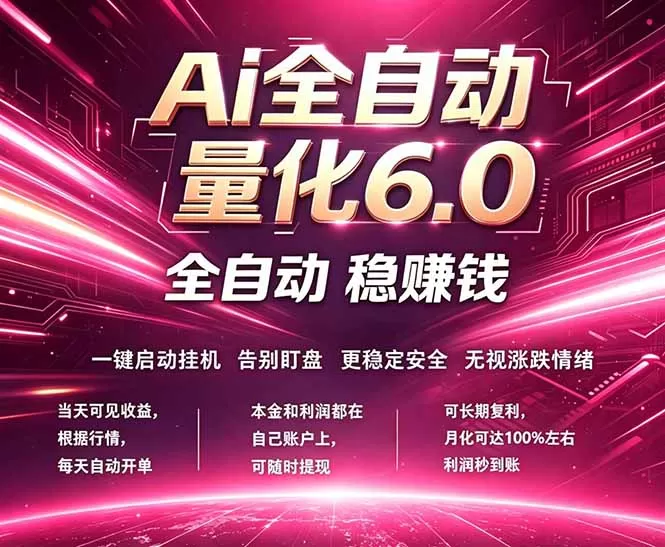 最新AI量化交易6.0,24小时自动运行,绿色稳定!日入1000+网创资源-中创网-冒泡网-福缘网长青创习社