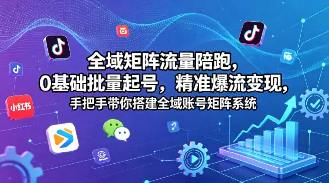 全域矩阵流量陪跑，0基础批量起号，精准爆流变现，手把手带你搭建全域账号矩阵系统网创资源-中创网-冒泡网-福缘网长青创习社
