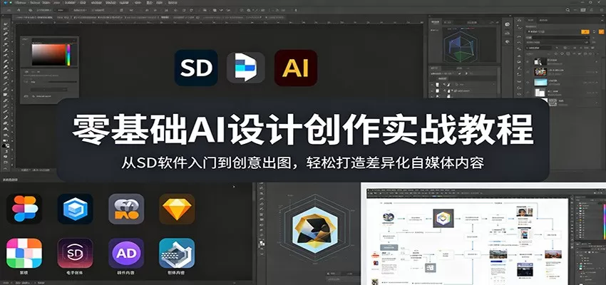 零基础AI设计创作实战教程：从SD软件入门到创意出图，轻松打造差异化自媒体内容网创资源-中创网-冒泡网-福缘网长青创习社