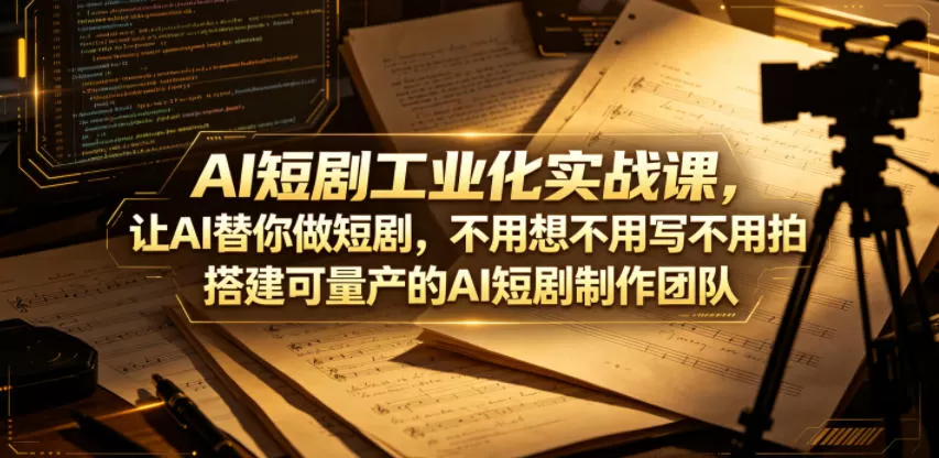 AI短剧工业化实战课,让AI替你做短剧,不用想不用写不用拍,搭建可量产的AI短剧制作团队网创资源-中创网-冒泡网-福缘网长青创习社