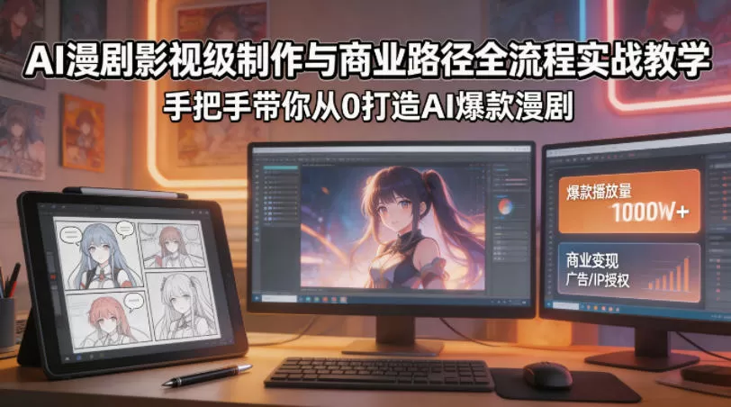 AI漫剧影视级制作与商业路径全流程实战教学，手带你从0打造AI爆款漫剧网创资源-中创网-冒泡网-福缘网长青创习社