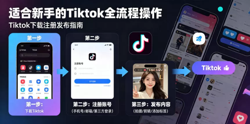 Tiktok下载注册发布,适合新手的Tiktok全流程操作网创资源-中创网-冒泡网-福缘网长青创习社