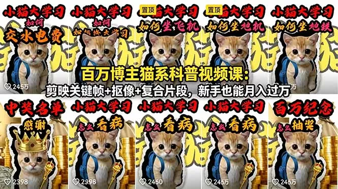 百万博主猫系科普视频课:剪映关键帧+抠像+复合片段,新手也能月入过万网创资源-中创网-冒泡网-福缘网长青创习社