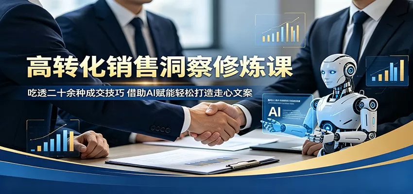 高转化销售洞察修炼课:吃透二十余种成交技巧,借助AI赋能轻松打造走心文案网创资源-中创网-冒泡网-福缘网长青创习社