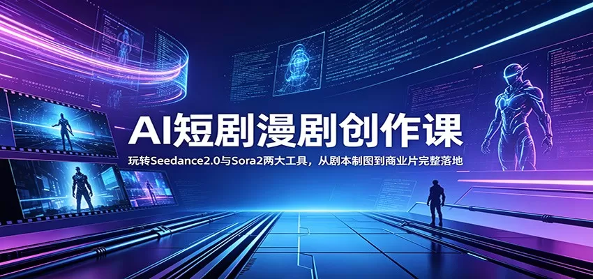 AI短剧漫剧创作课:玩转Seedance2.0与 Sora2两大工具,从剧本制图到商业片完整落地网创资源-中创网-冒泡网-福缘网长青创习社