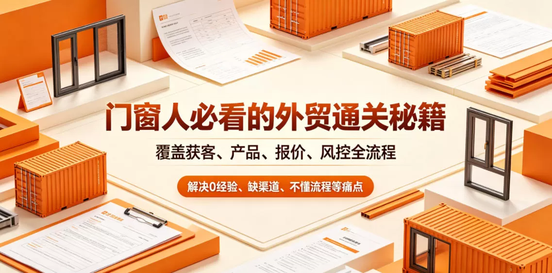 门窗人必看的外贸通关秘籍,块覆盖获客、产品、报价、风控全流程,解决0经验、缺渠道、不懂流程等痛点网创资源-中创网-冒泡网-福缘网长青创习社