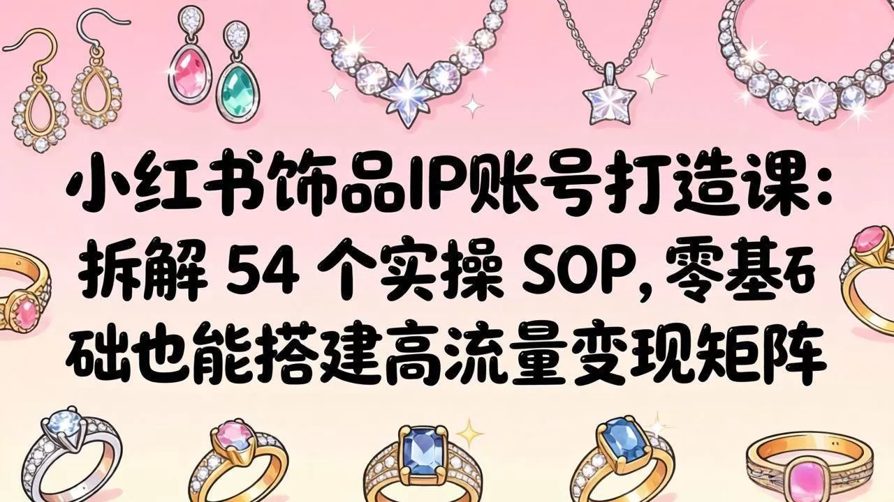（18101期）小红书饰品IP账号打造课：拆解 54 个实操 SOP，零基础也能搭建高流量变现矩阵网创资源-中创网-冒泡网-福缘网长青创习社