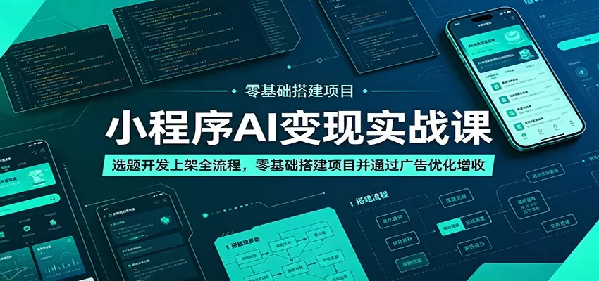 小程序AI变现实战课:选题开发上架全流程,零基础搭建项目并通过广告优化增收网创资源-中创网-冒泡网-福缘网长青创习社