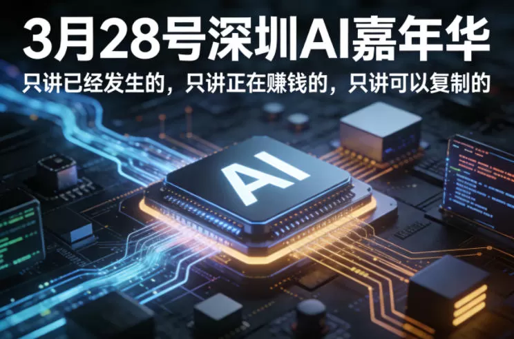 3月28号深圳AI嘉年华，只讲已经发生的，只讲正在賺钱的，只讲可以复制的网创资源-中创网-冒泡网-福缘网长青创习社
