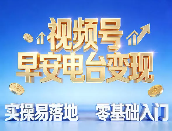 视频号早安电台变现,实操易落地,零基础入门网创资源-中创网-冒泡网-福缘网长青创习社