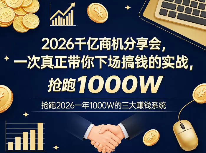2026千亿商机分享会，一次真正带你下场搞钱的实战，抢跑2026一年1000W的三大賺钱系统网创资源-中创网-冒泡网-福缘网长青创习社