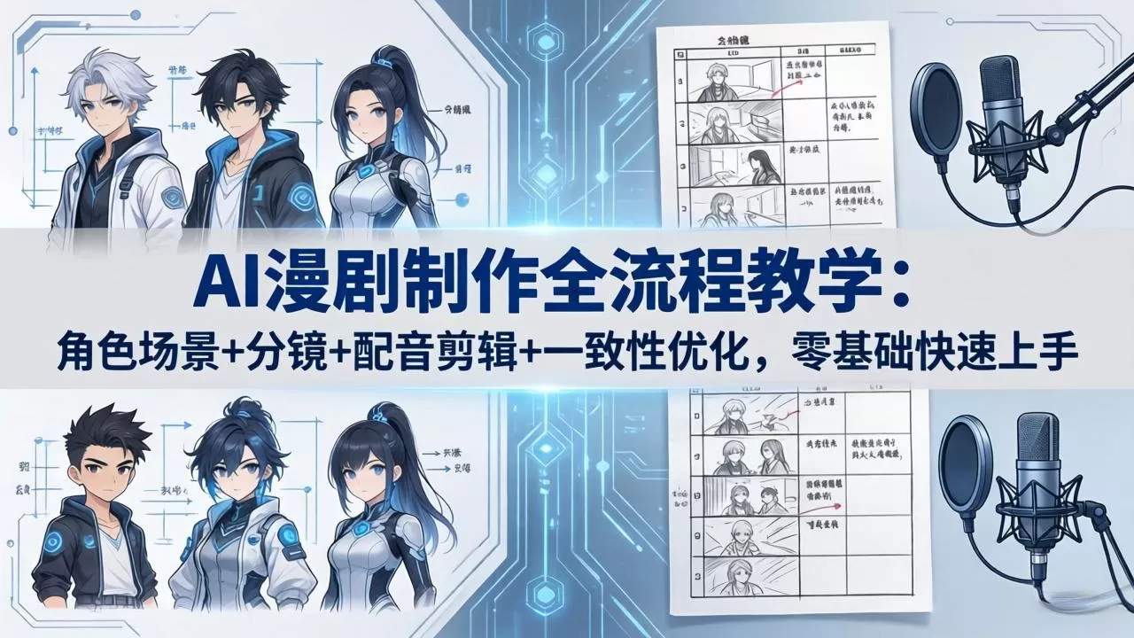 AI漫剧制作全流程教学：角色场景+分镜+配音剪辑+一致性优化，零基础快速上手网创资源-中创网-冒泡网-福缘网长青创习社