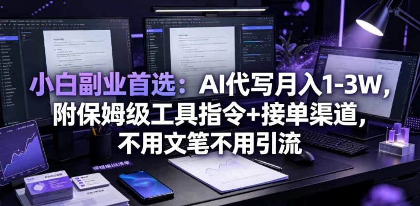 小白副业首选：AI代写月入1-3W，附保姆级工具指令+接单渠道，不用文笔不用引流【揭秘】网创资源-中创网-冒泡网-福缘网长青创习社
