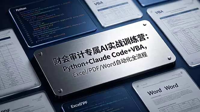 财会审计专属 AI实战训练营：Python+Claude Code+VBA，Excel/PDF/Word自动化全流程网创资源-中创网-冒泡网-福缘网长青创习社