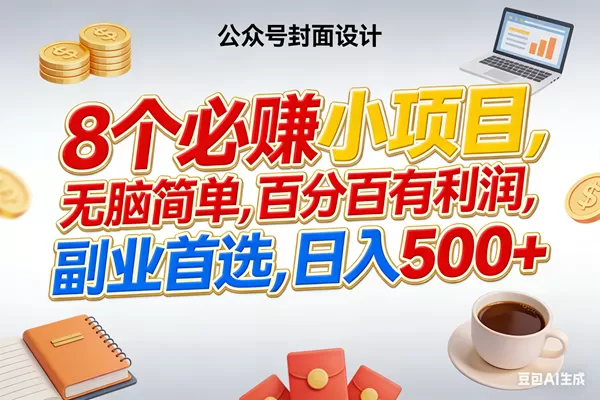 (17984期)8个必赚钱小项目,百分百有利润,无脑简单,副业首选,日入500+网创资源-中创网-冒泡网-福缘网长青创习社