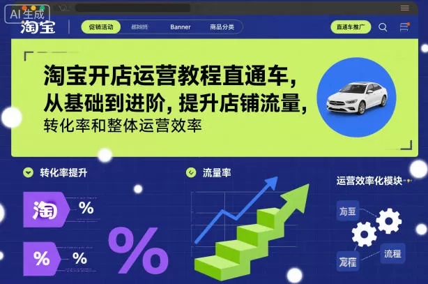 淘宝开店运营教程直通车，从基础到进阶，提升店铺流量，转化率和整体运营效率（更新26年3月）网创资源-中创网-冒泡网-福缘网长青创习社