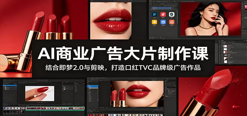 AI商业广告大片制作课:结合即梦2.0与剪映,打造口红TVC品牌级广告作品网创资源-中创网-冒泡网-福缘网长青创习社