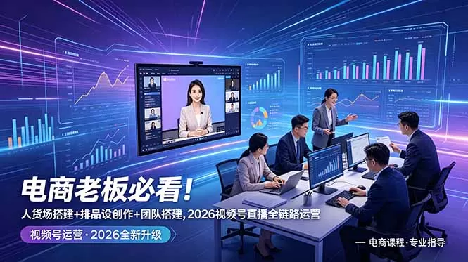 电商老板必看!人货场搭建+排品设计+素材创作+团队搭建,2026视频号直播全链路运营网创资源-中创网-冒泡网-福缘网长青创习社