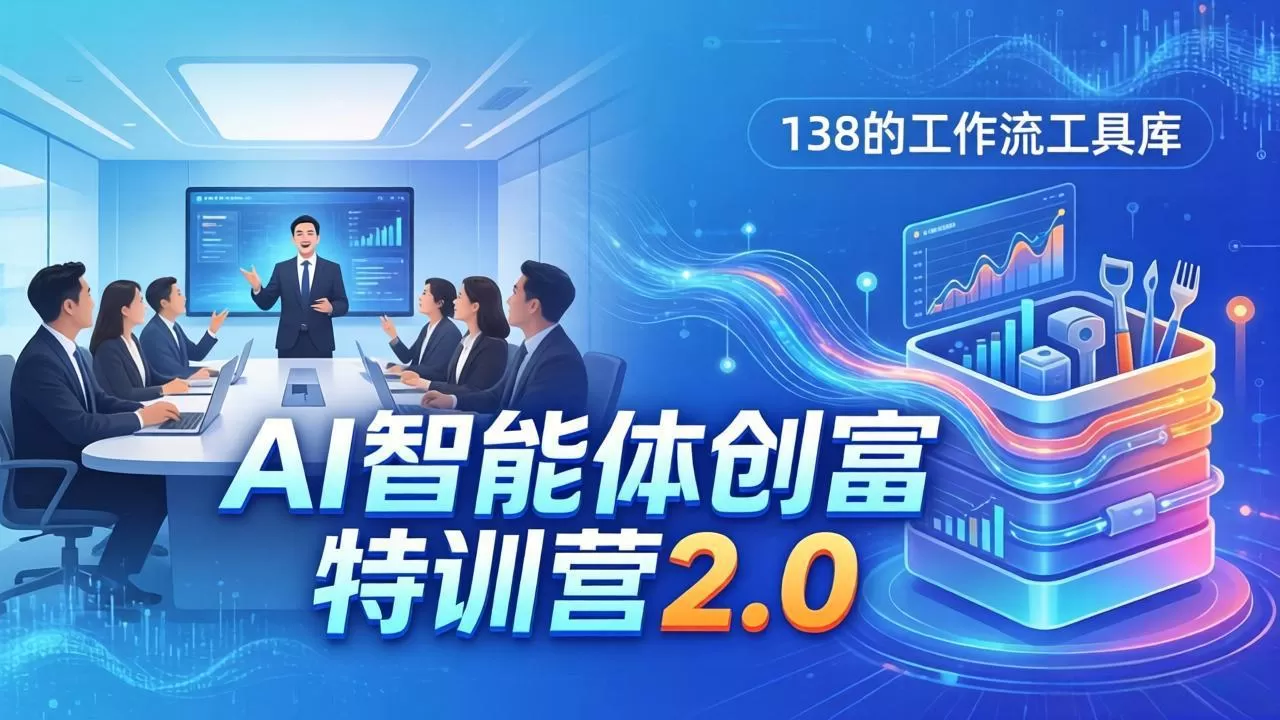 AI智能体创富训练营2.0：3天闭门直播+视频课+工具库，从0到1搭建智能体附138个工作流网创资源-中创网-冒泡网-福缘网长青创习社