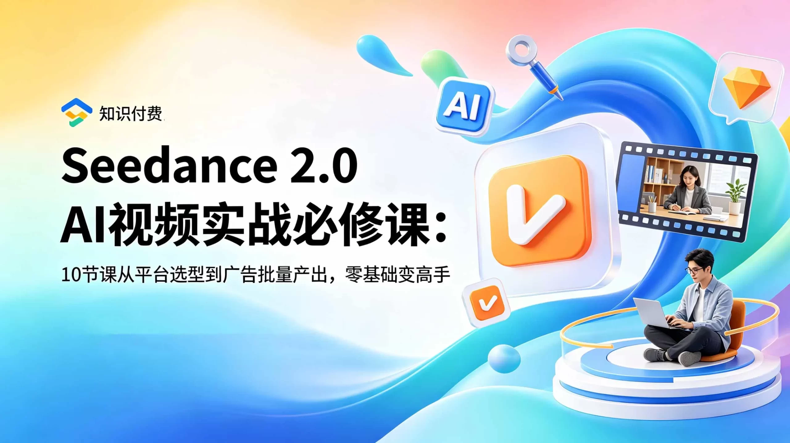 Seedance 2.0 AI视频实战必修课:10节课从平台选型到广告批量产出,零基础变高手网创资源-中创网-冒泡网-福缘网长青创习社