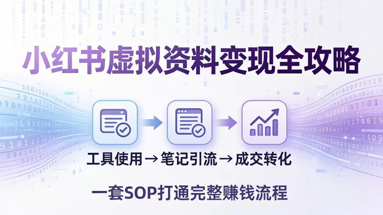 小红书虚拟资料变现全攻略：从工具使用到笔记引流成交，一套 SOP 打通完整赚钱流程网创资源-中创网-冒泡网-福缘网长青创习社