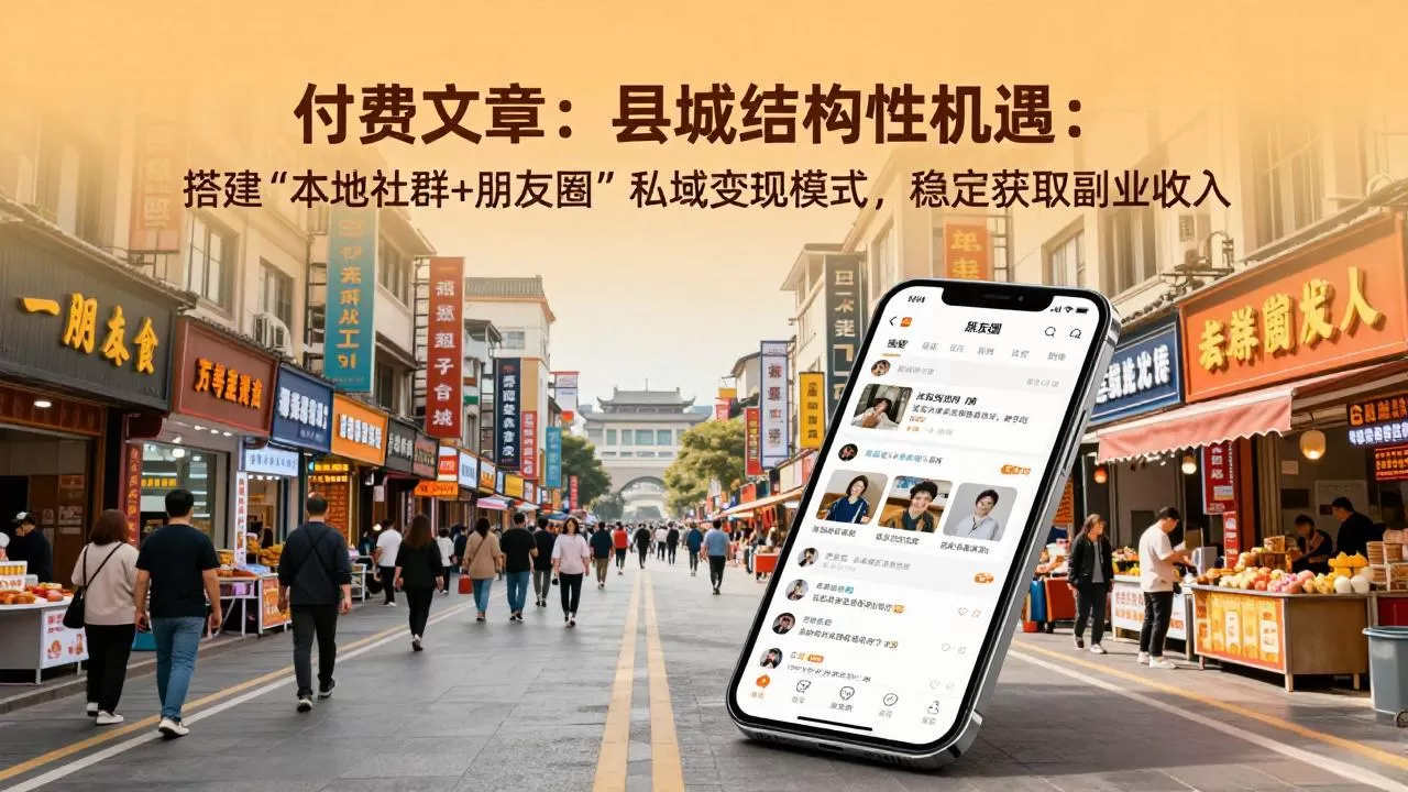 付费文章：县城结构性机遇：搭建“本地社群+朋友圈”私域变现模式，稳定获取副业收入网创资源-中创网-冒泡网-福缘网长青创习社
