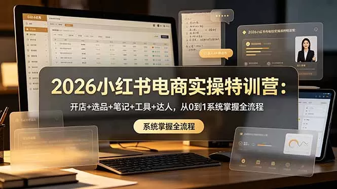 2026小红书电商实操特训营:开店+选品+笔记+工具+达人,从0到1系统掌握全流程网创资源-中创网-冒泡网-福缘网长青创习社