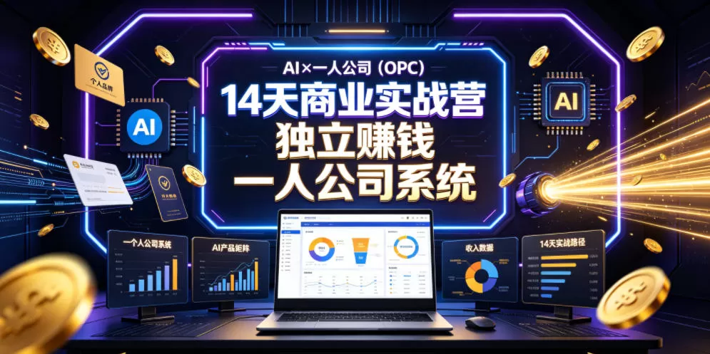 AI×一人公司(OPC)14天商业实战营,用AI帮你搭建一个属于你自己的、能独立賺钱的一人公司系统网创资源-中创网-冒泡网-福缘网长青创习社