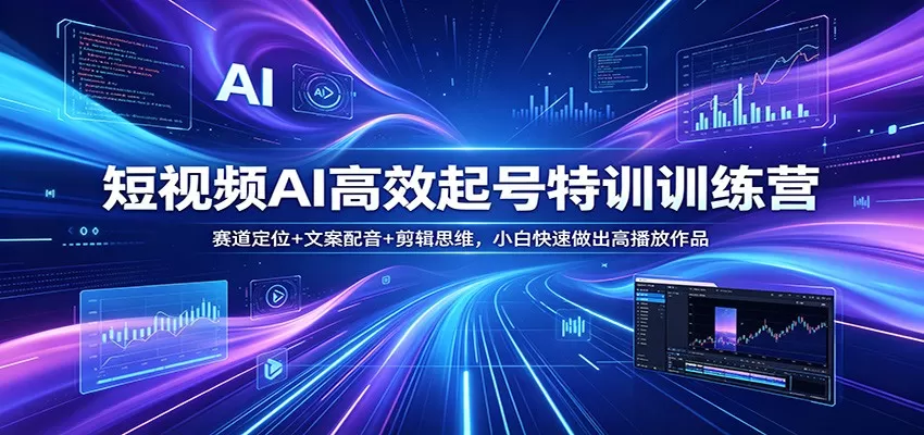 短视频AI高效起号特训训练营：赛道定位+文案配音+剪辑思维，小白快速做出高播放作品网创资源-中创网-冒泡网-福缘网长青创习社