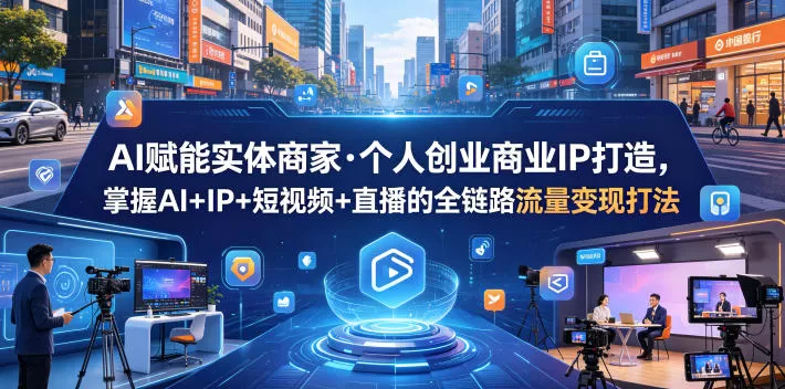 AI赋能实体商家·个人创业商业IP打造,掌握AI+IP+短视频+直播的全链路流量变现打法网创资源-中创网-冒泡网-福缘网长青创习社
