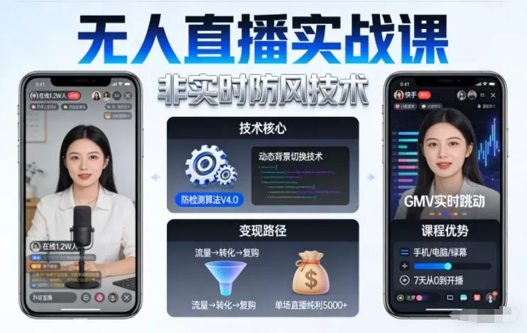 宝子哥无人直播实战课，非实时防风技术，聚焦抖音快手等平台直播带货，轻松开启直播变现之路(更新2026年5月10日)网创资源-中创网-冒泡网-福缘网长青创习社