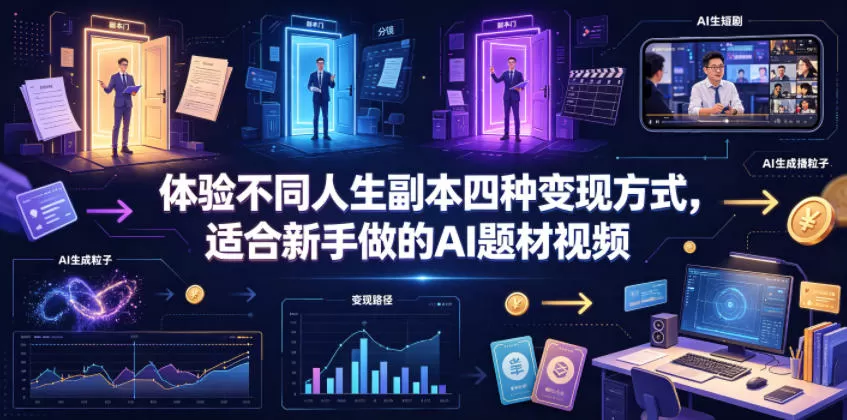体验不同人生副本四种变现方式，适合新手做的AI题材视频网创资源-中创网-冒泡网-福缘网长青创习社