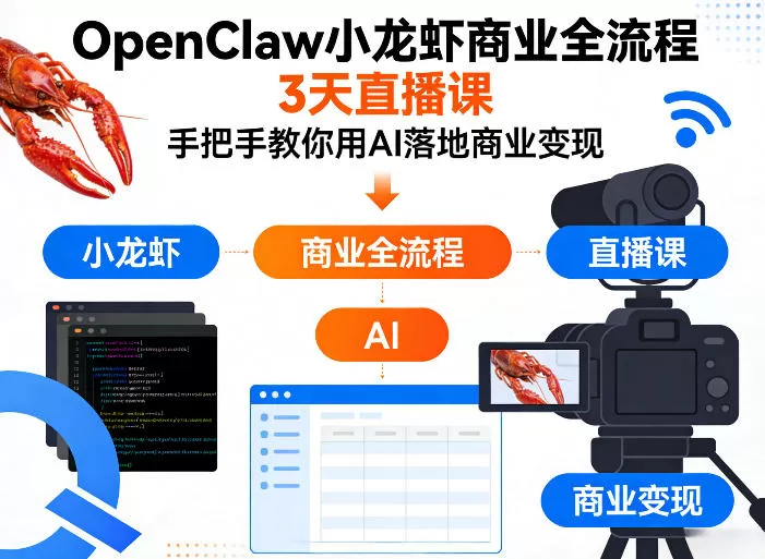 OpenClaw小龙虾商业全流程3天直播课，手把手教你用AI落地商业变现网创资源-中创网-冒泡网-福缘网长青创习社
