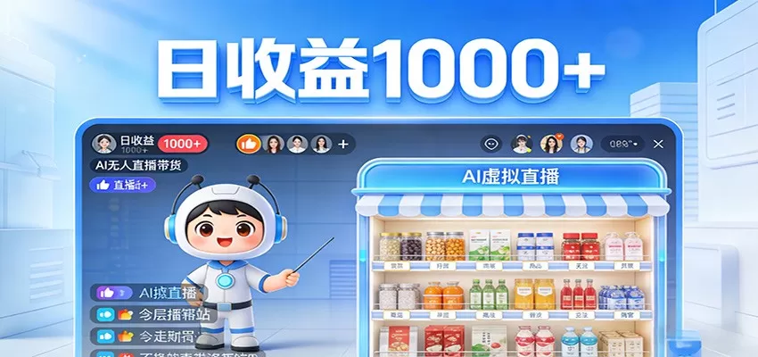 不用露脸不用说话，24小时自动卖货赚钱，全天自动直播，收益看得见网创资源-中创网-冒泡网-福缘网长青创习社