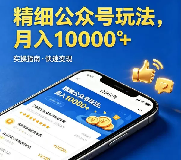 精细化公众号玩法，我们给你提供文章，你来负责发布，收益可观，月入1W+【揭秘】网创资源-中创网-冒泡网-福缘网长青创习社